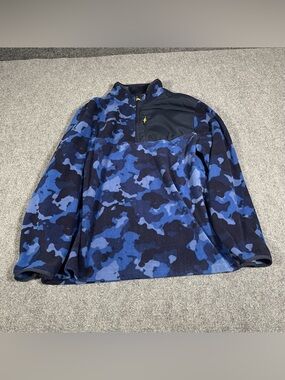 Vintage Starter Fleece 1/4 Zip Jacket Blue Camo Mens XL Y2K 90s Outdoor Gorpcore
